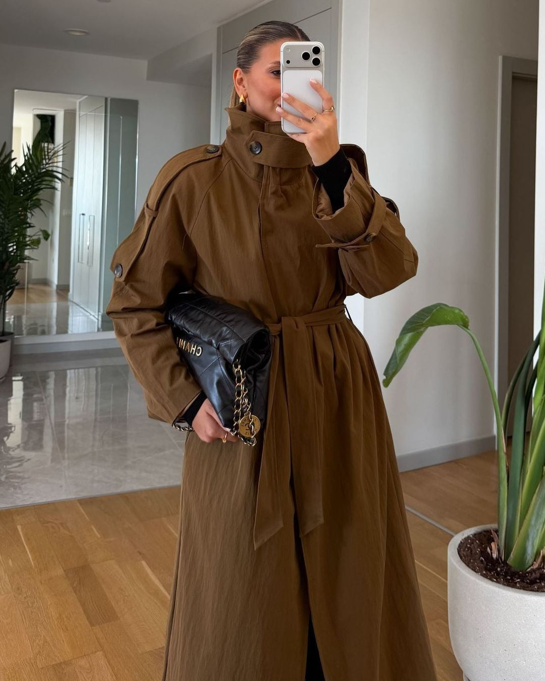 Perfect Fall Trenchcoat + Belt - Brown - front view