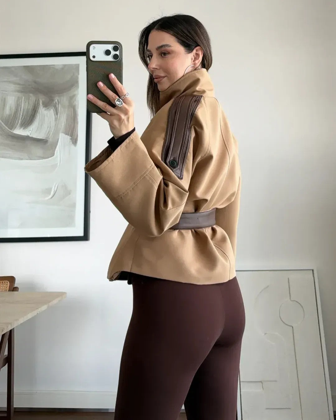 Jacket + Belt - Camel - three-quarter view
