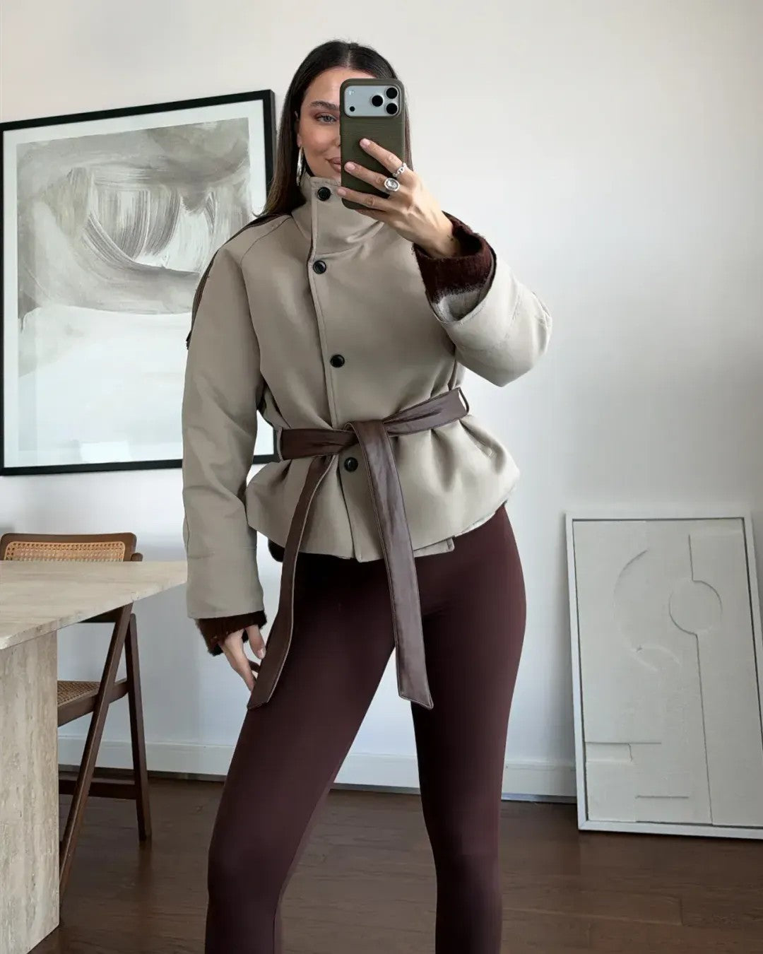 Jacket + Belt - Camel - front view