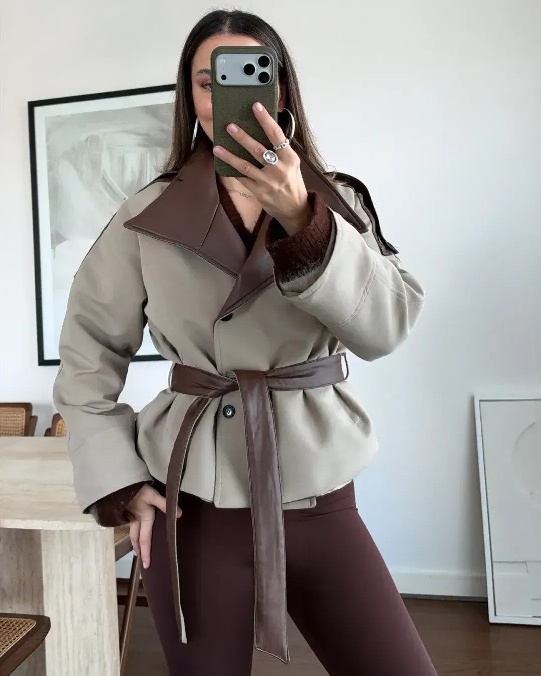 Jacket + Belt - Camel - front view