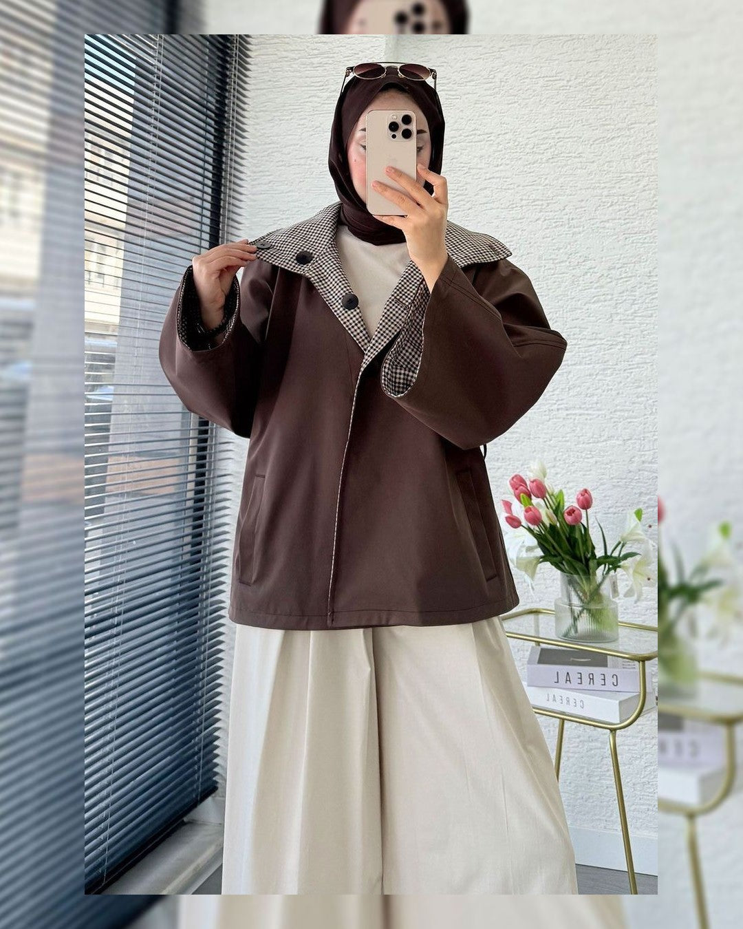 Jacket + Belt - Brown - front view
