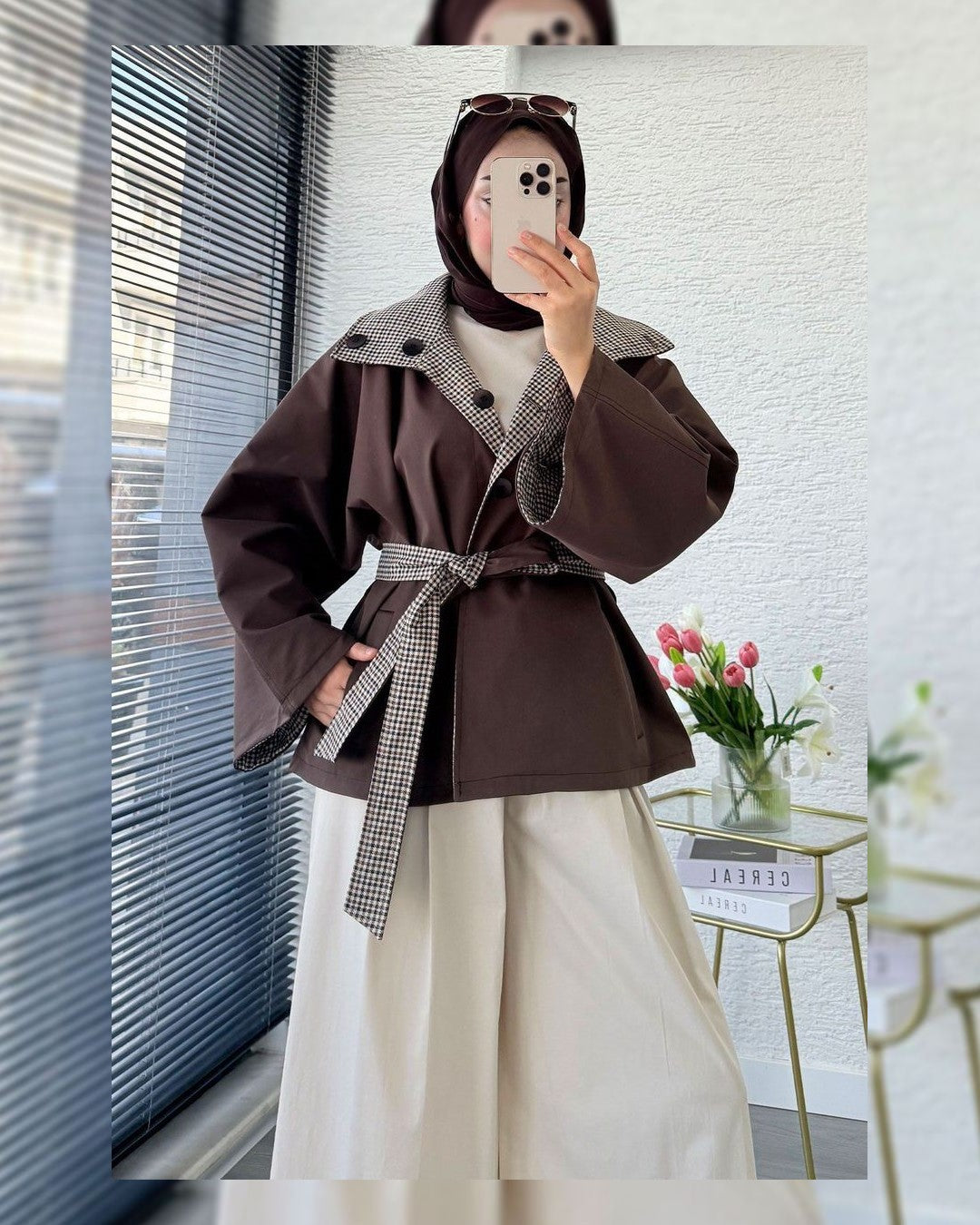 Jacket + Belt - Brown - front view