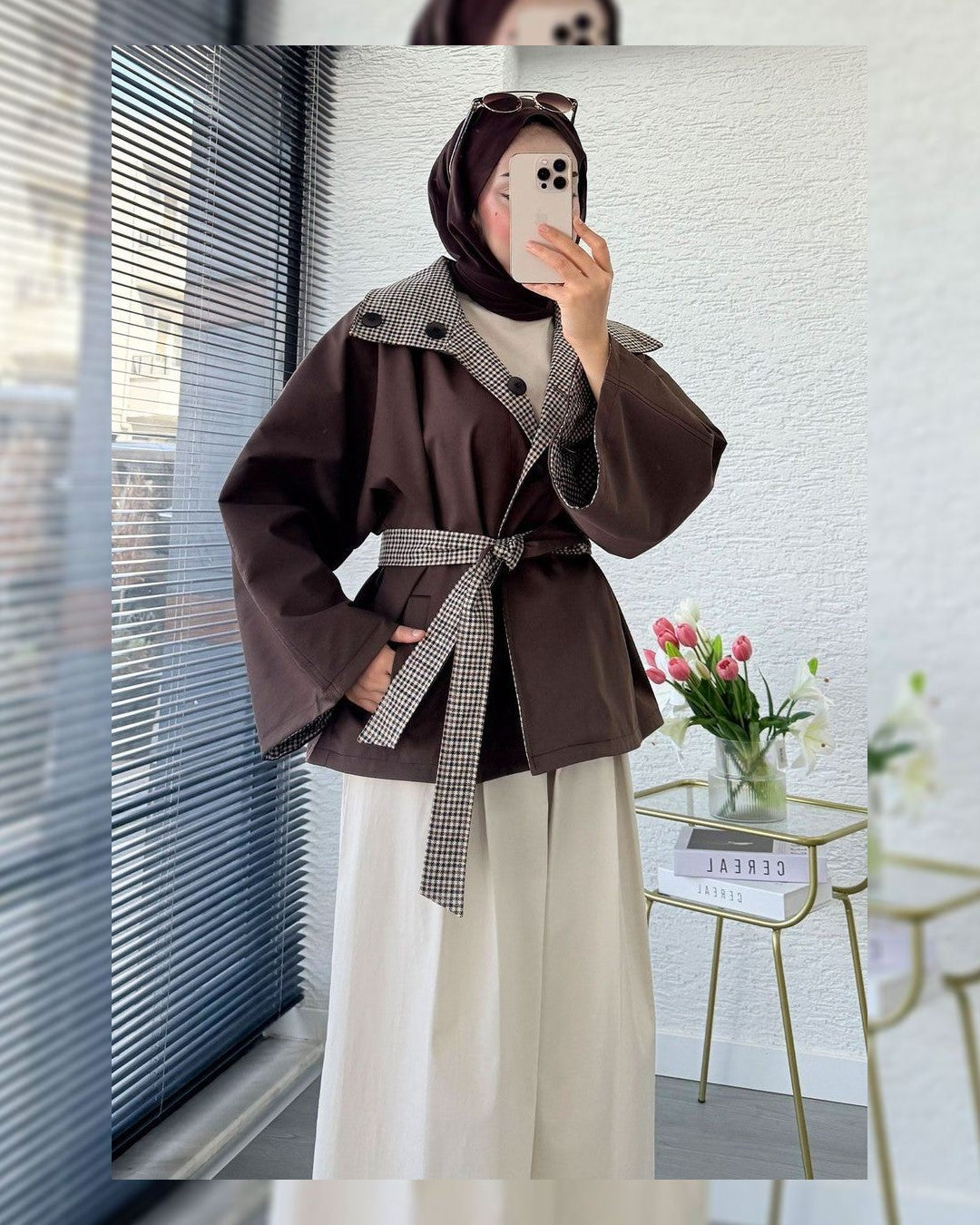 Jacket + Belt - Brown - front view