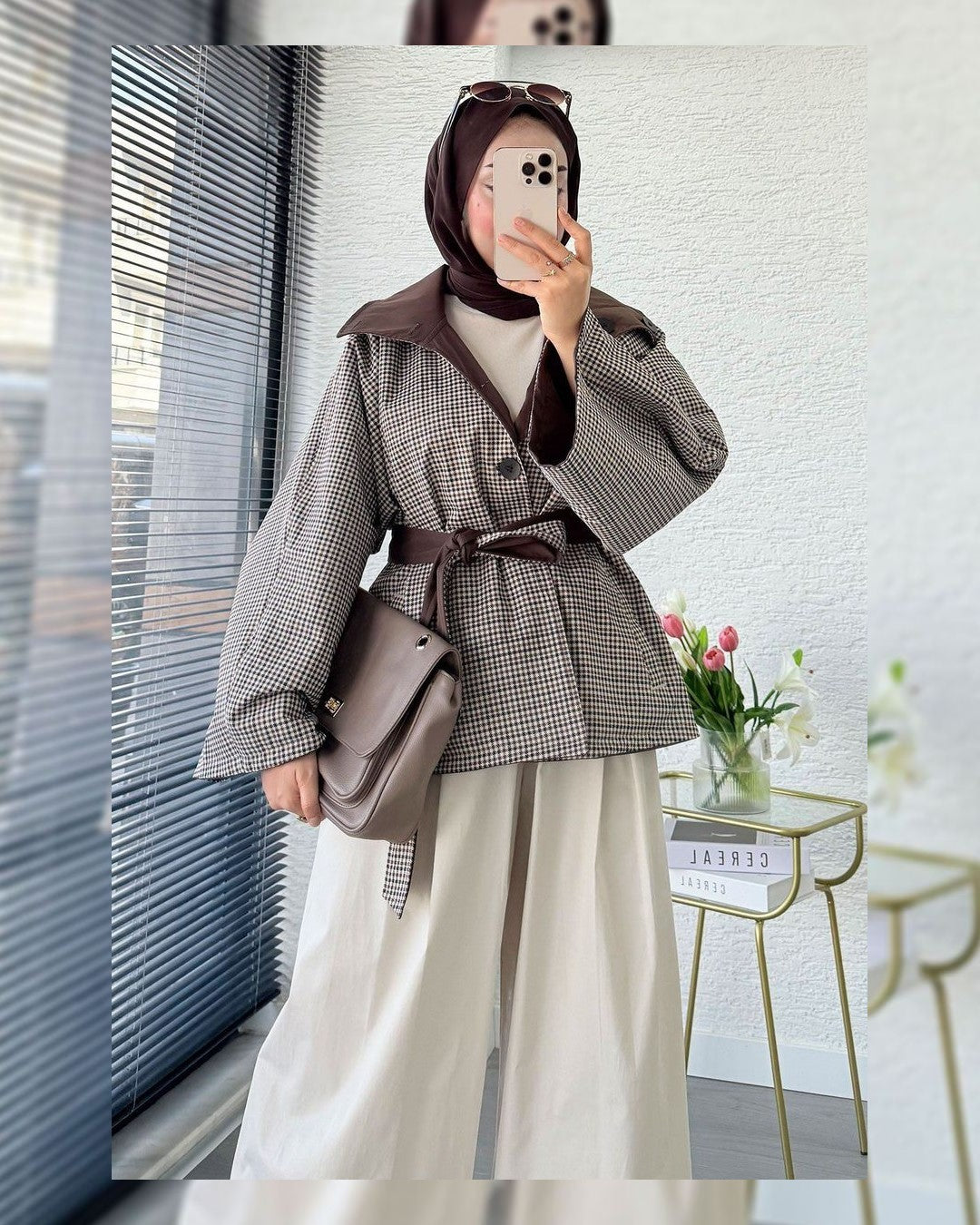 Jacket + Belt - Brown - front view
