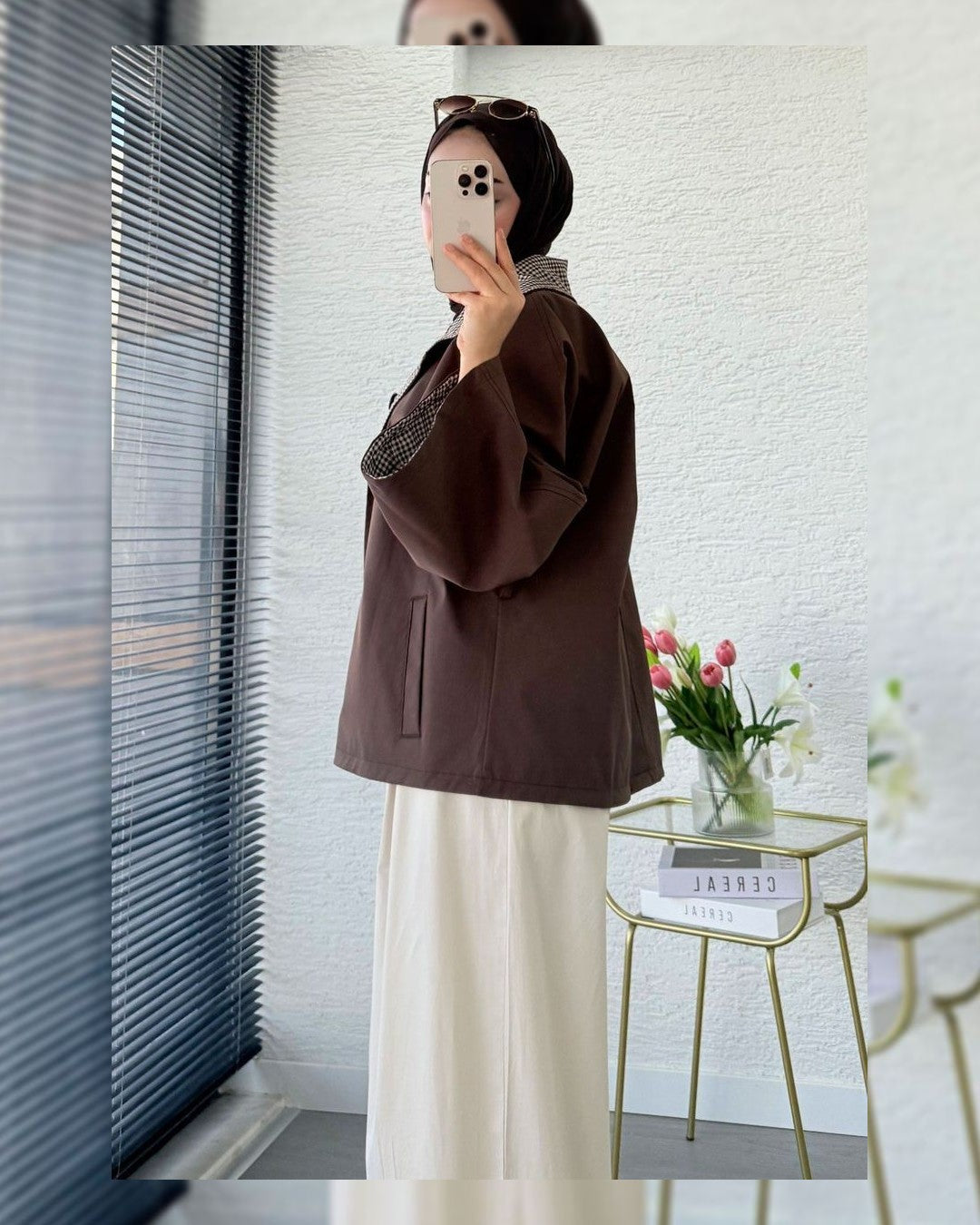 Jacket + Belt - Brown - side view
