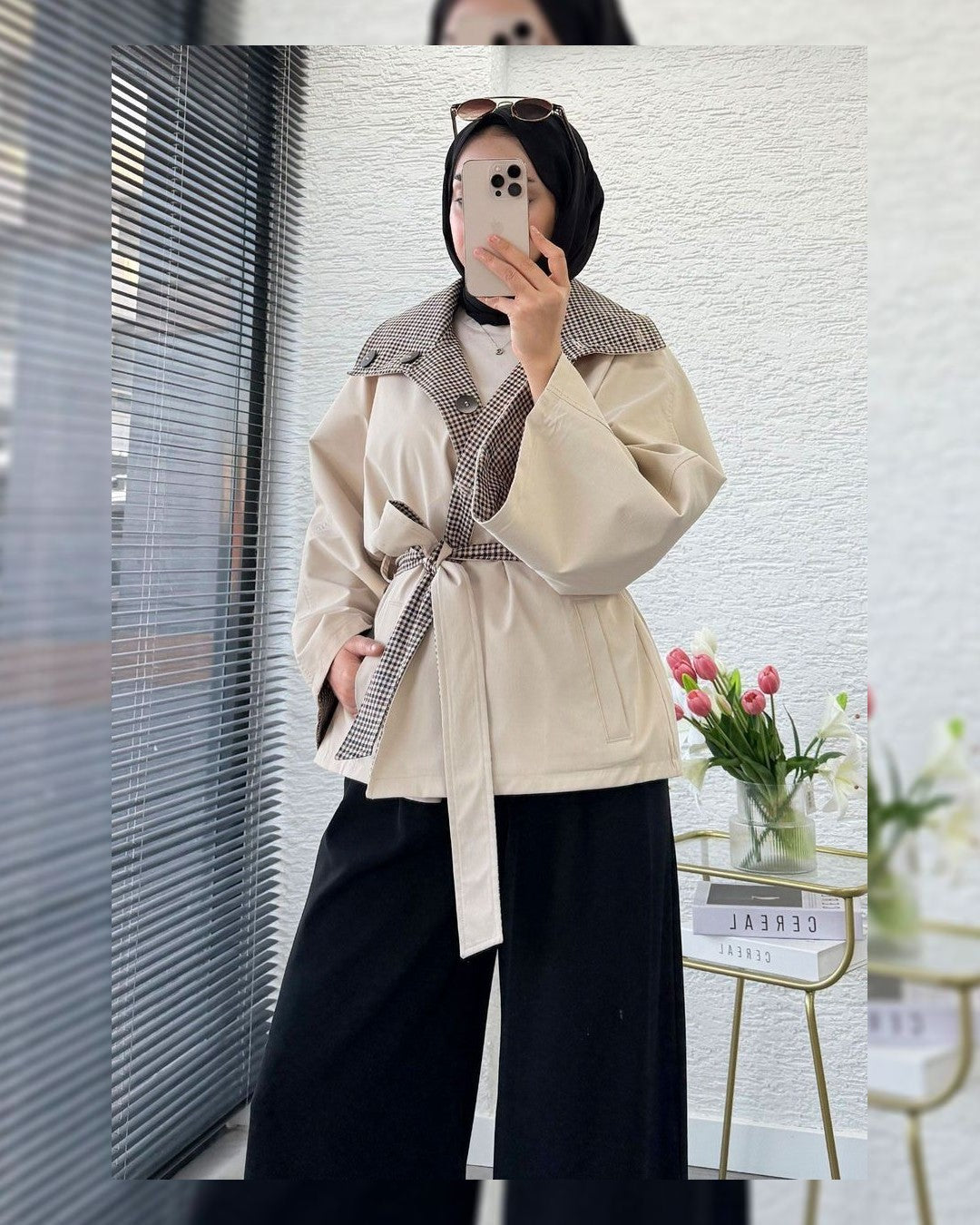 Jacket + Belt - Beige - front view