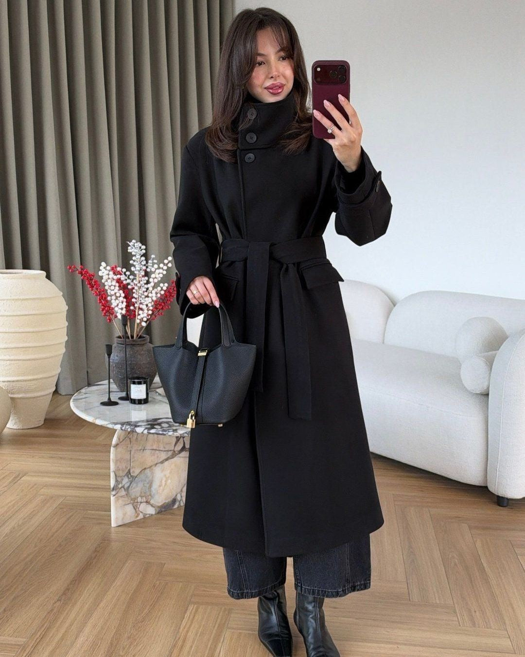 Jacket + Belt - Black - front view