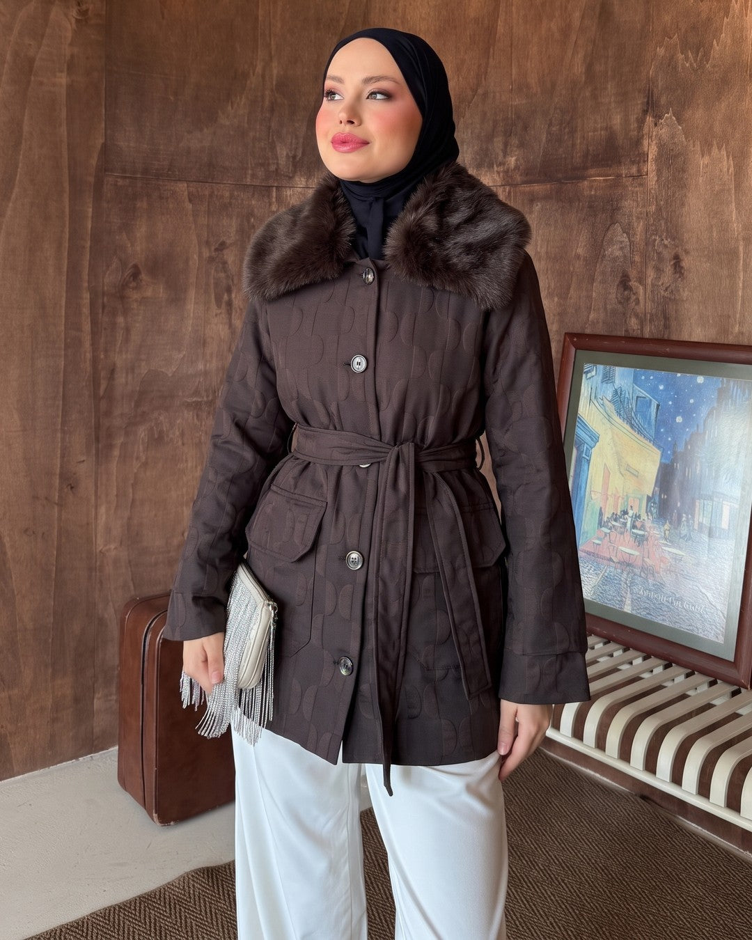 Jacket + Belt - Brown - front view