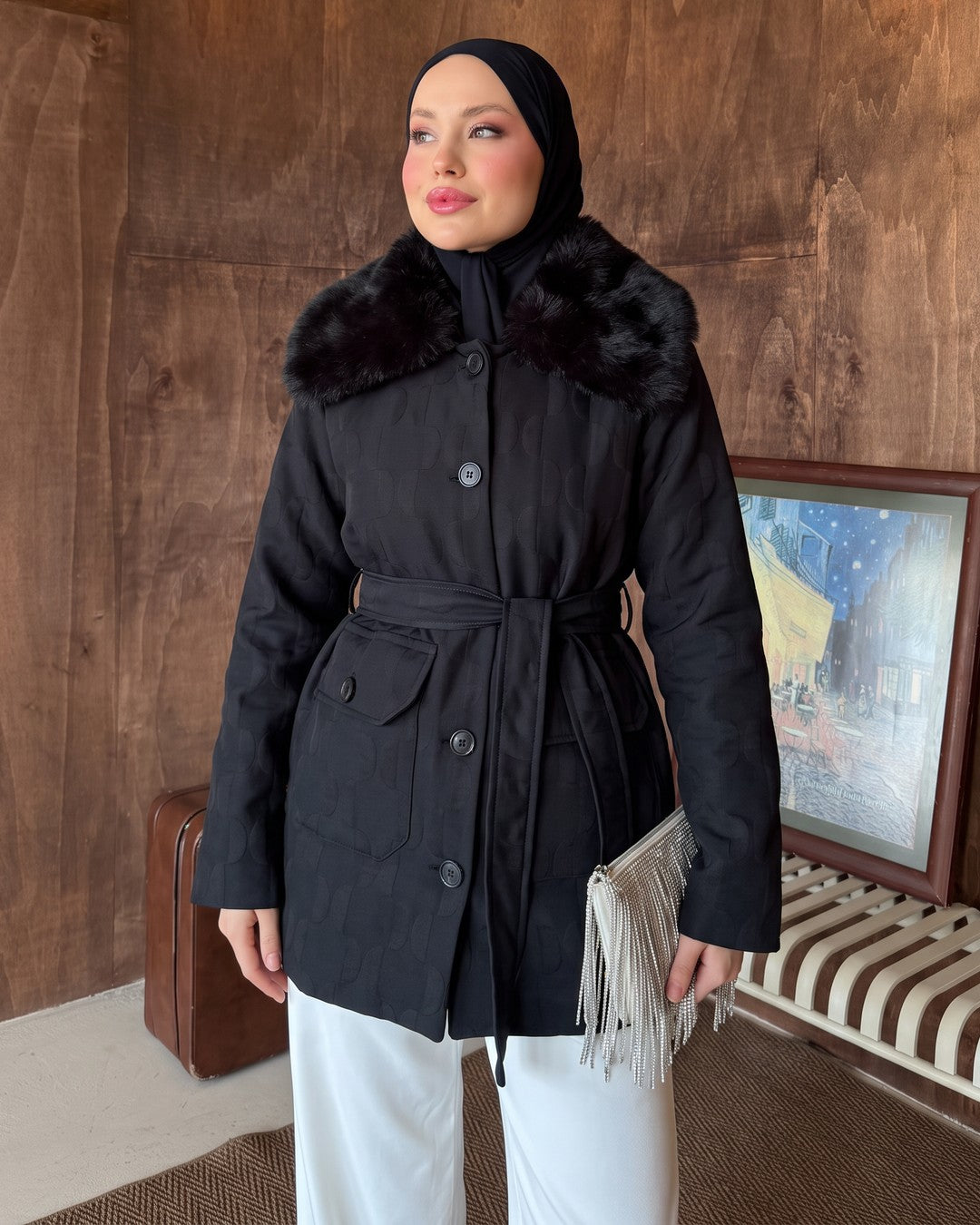 Jacket + Belt - Black - front view