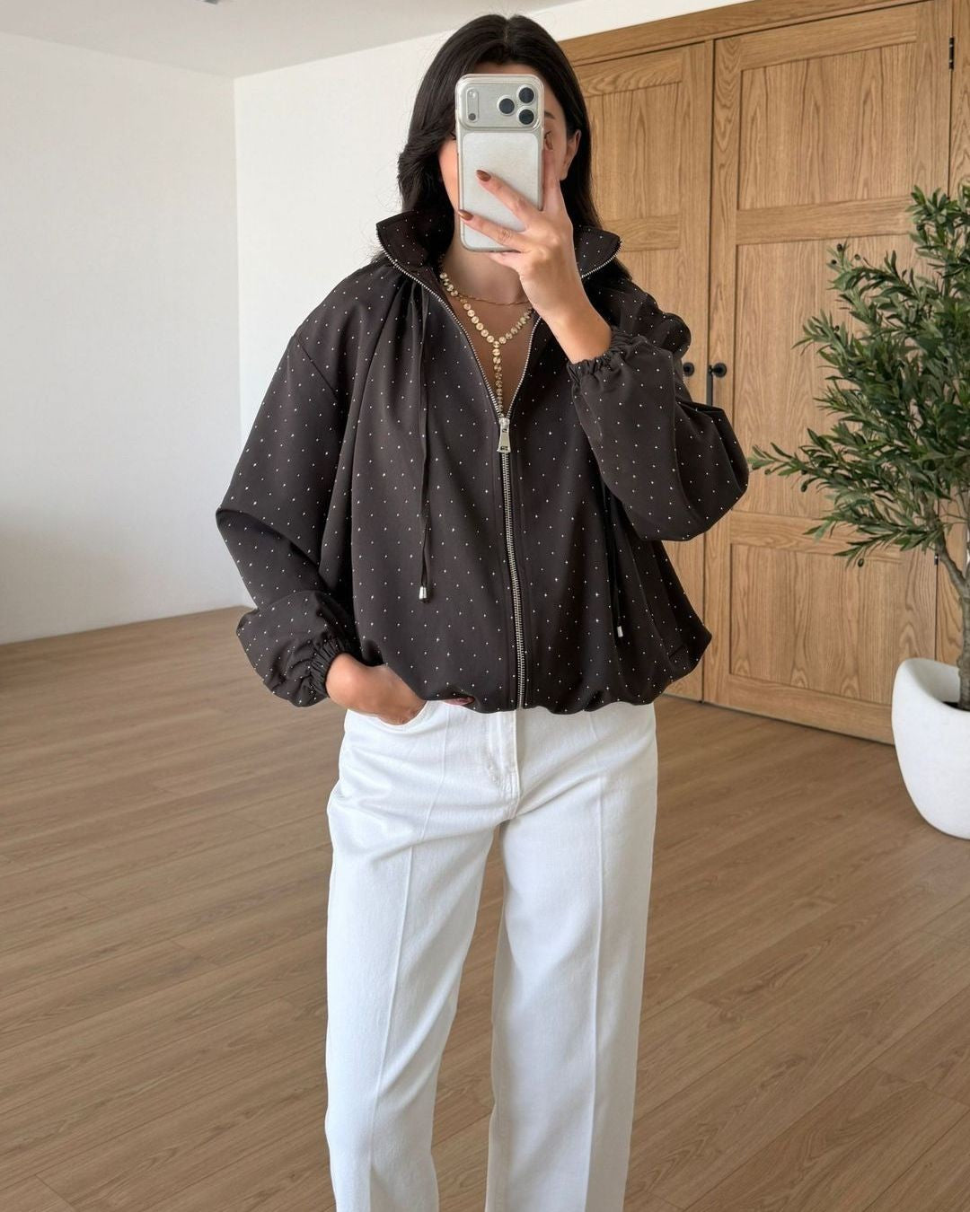 Jacket - Brown - front view