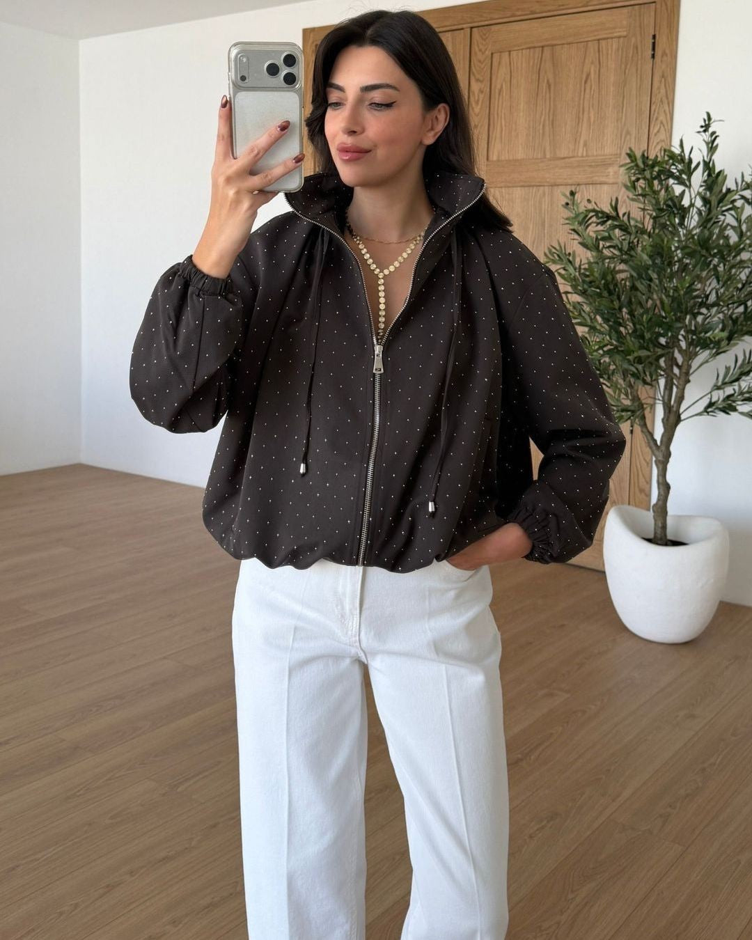 Jacket - Brown - front view