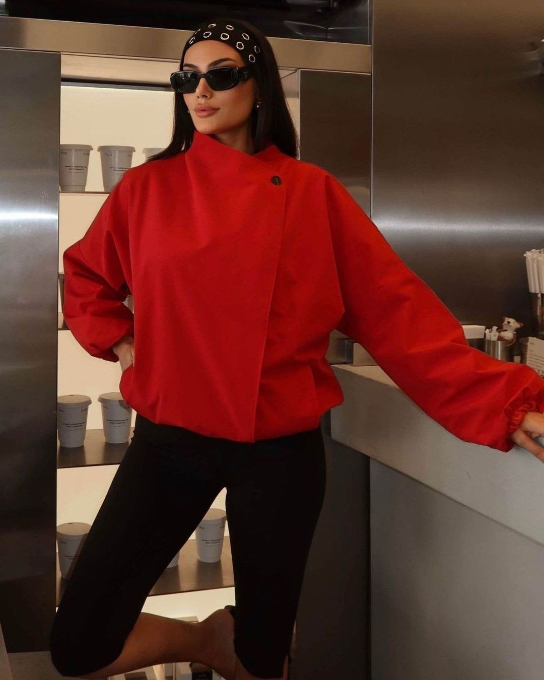Jacket - Red - three-quarter view