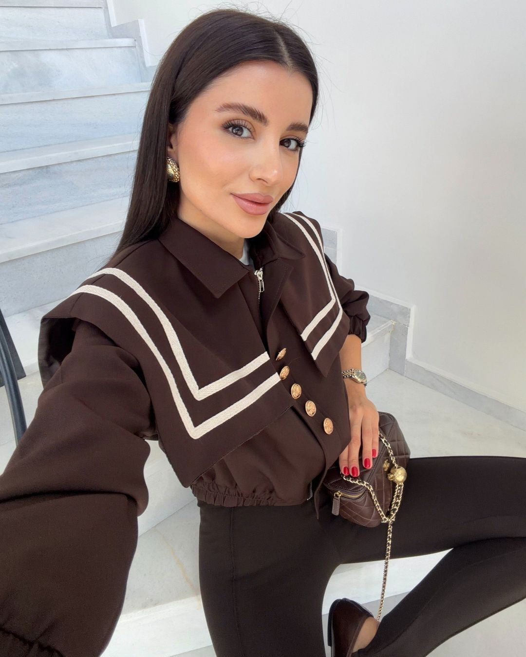 Jacket - Brown - front view