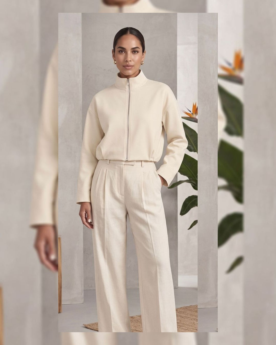 Jacket - Beige - front view