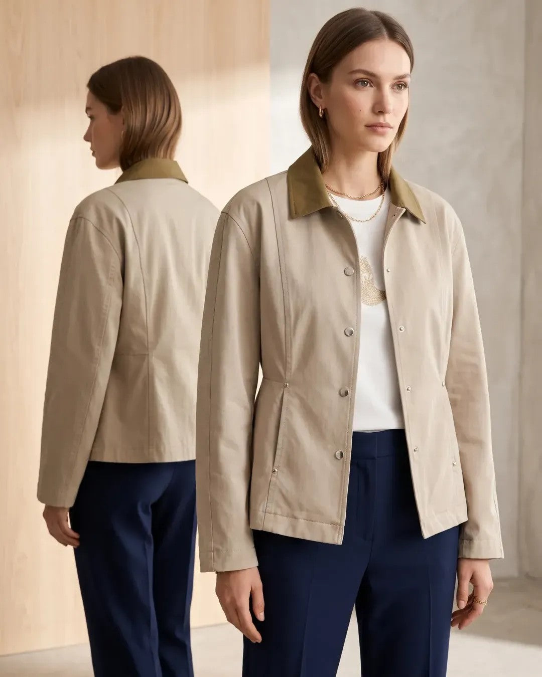 Jacket - Beige - front view