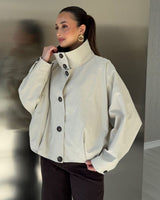 Jacket - Beige - three-quarter view