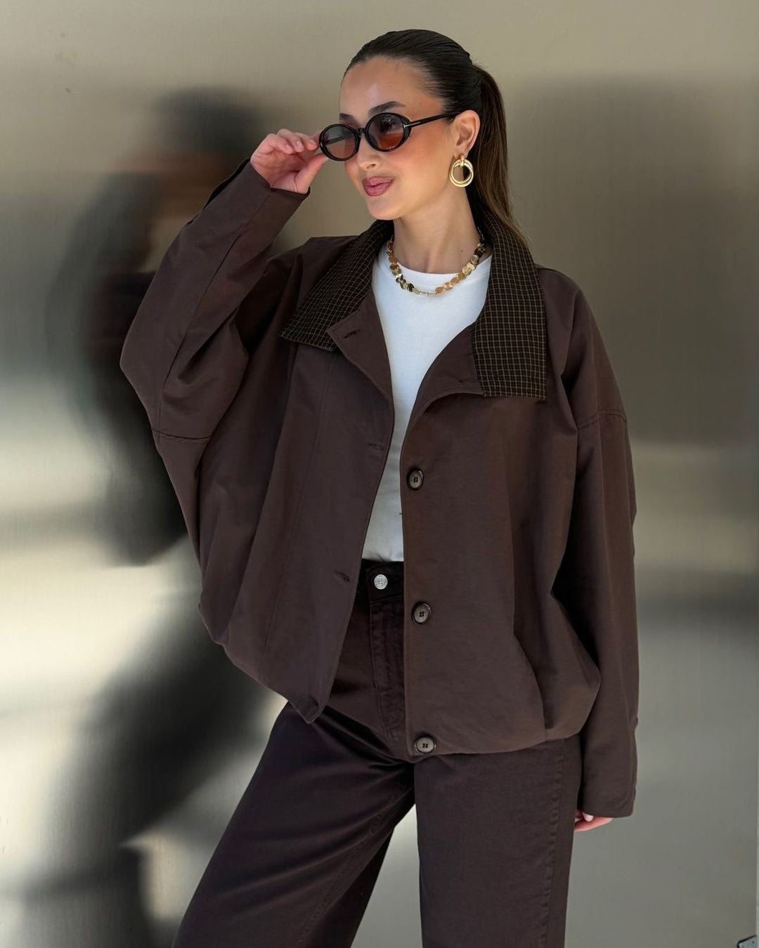 Jacket - Brown - front view