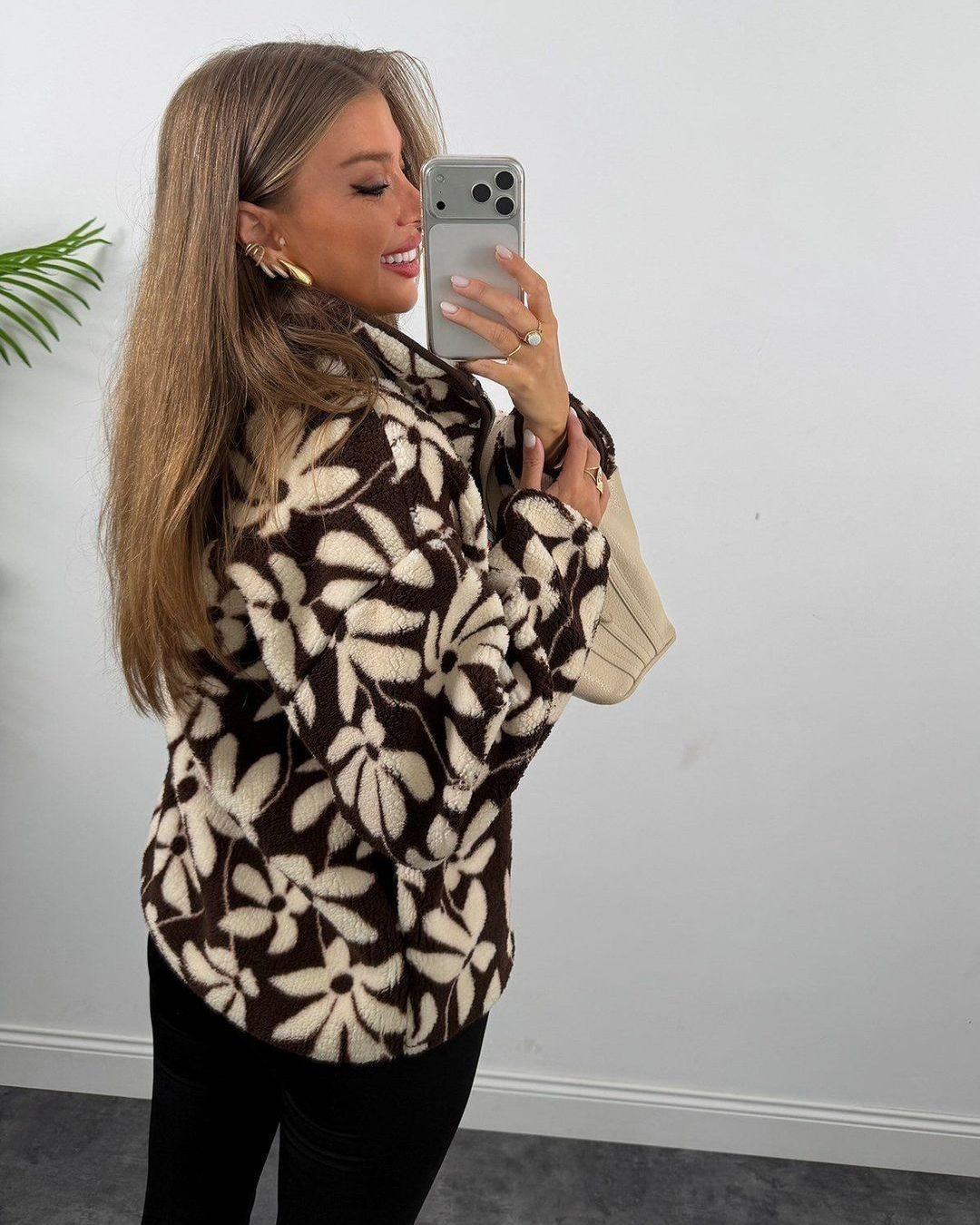 Jacket - Brown - three-quarter view