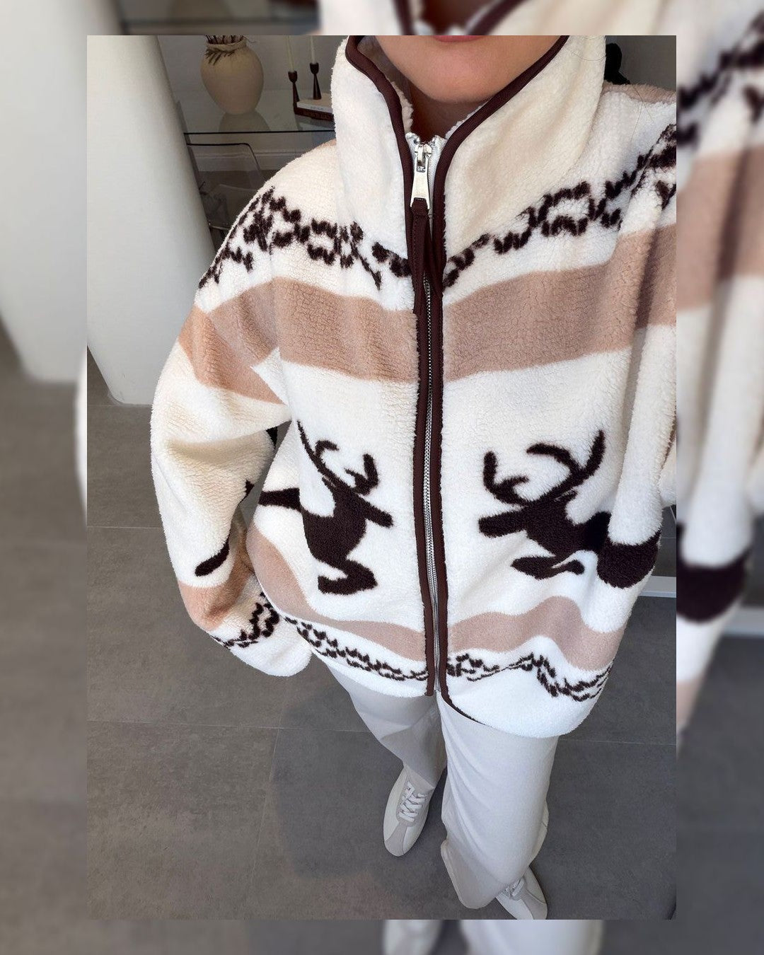 Jacket - Beige - front view