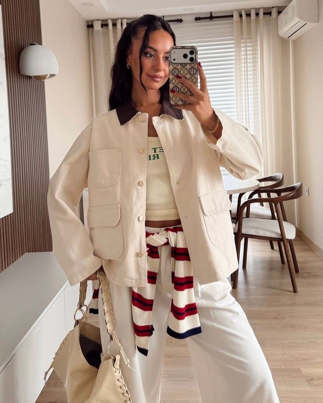 Jacket - Beige - front view