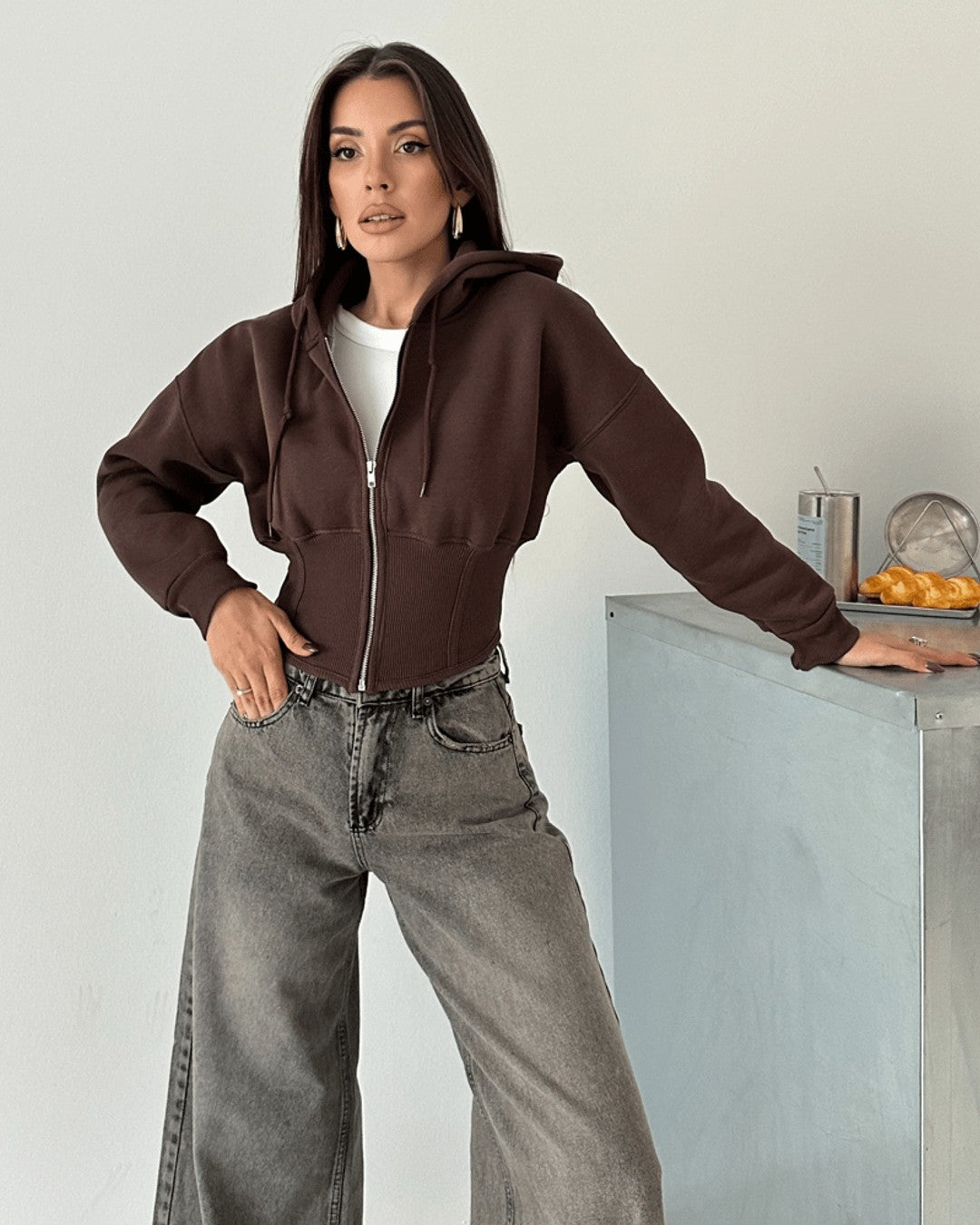 Jacket - Brown - front view