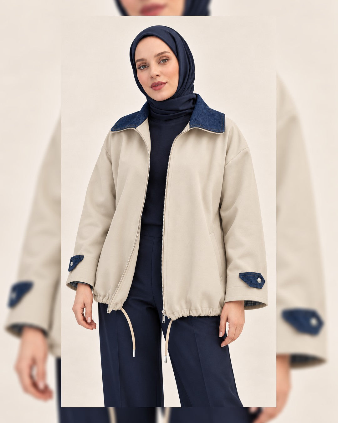 Jacket - Beige - front view