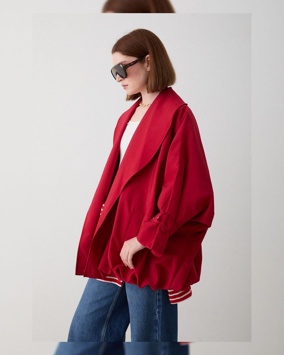 Jacket - Red - three-quarter view