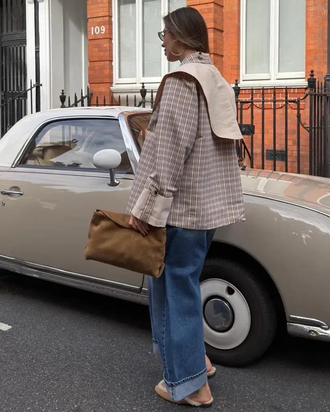 Jacket - Beige - three-quarter view