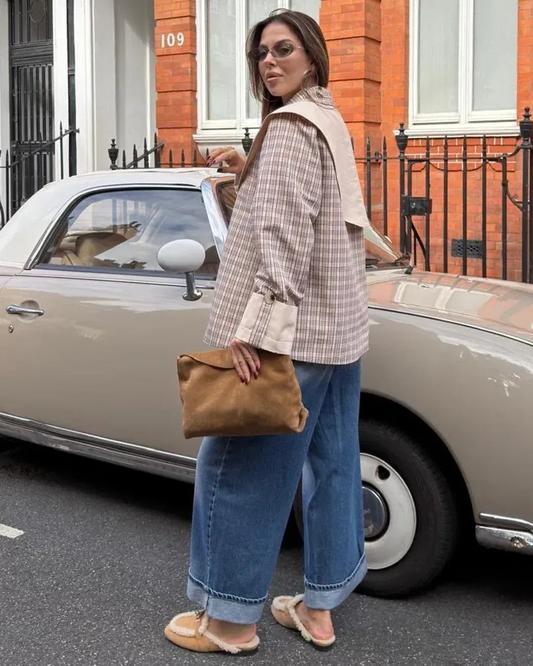 Jacket - Beige - three-quarter view
