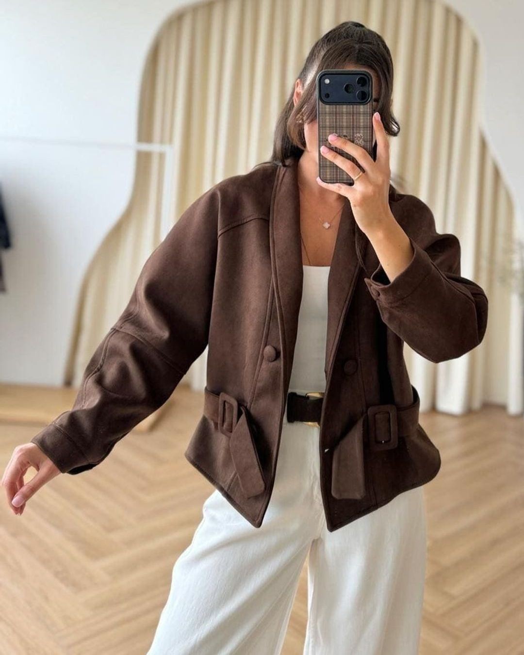 Jacket - Brown - front view