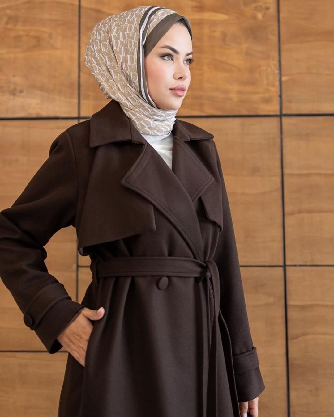 Jacket - Brown - three-quarter view