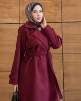 Jacket - Burgundy - three-quarter view