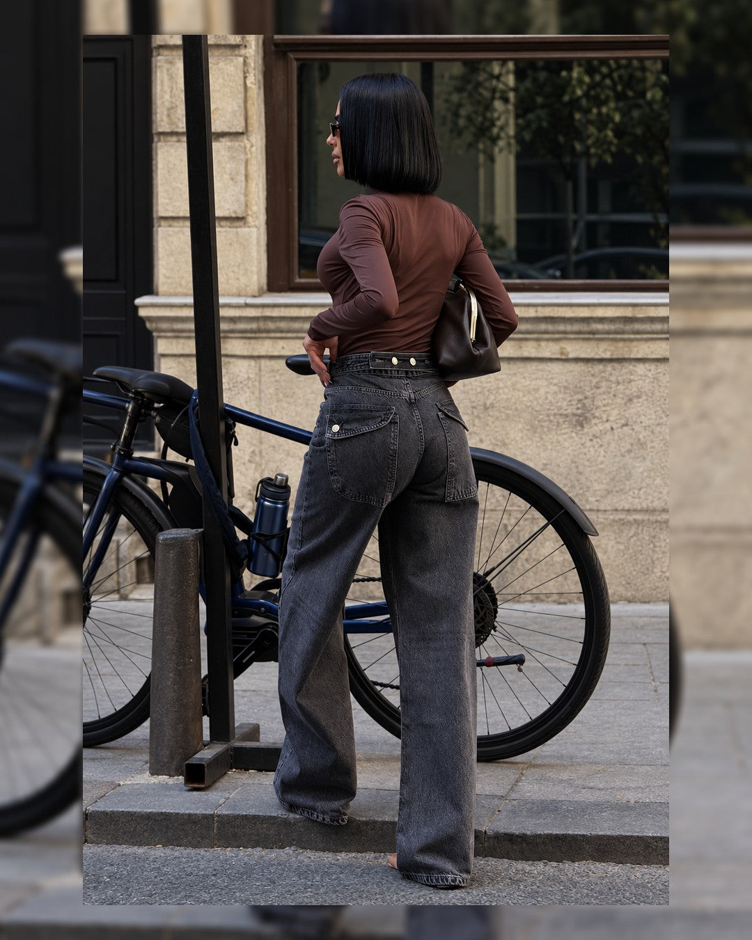 The Cargo Back Jeans - Denim - back view