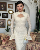 Lace Occasion Dress - Off White - front view