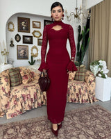 Lace Occasion Dress - Burgundy - front view