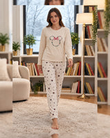 Mickey Cream Pajama Set - Beige - front view