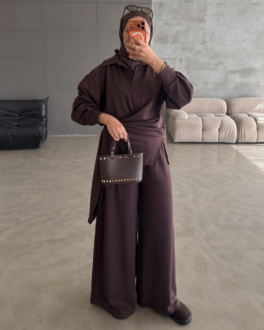 Modest Fall Set - Brown - front view