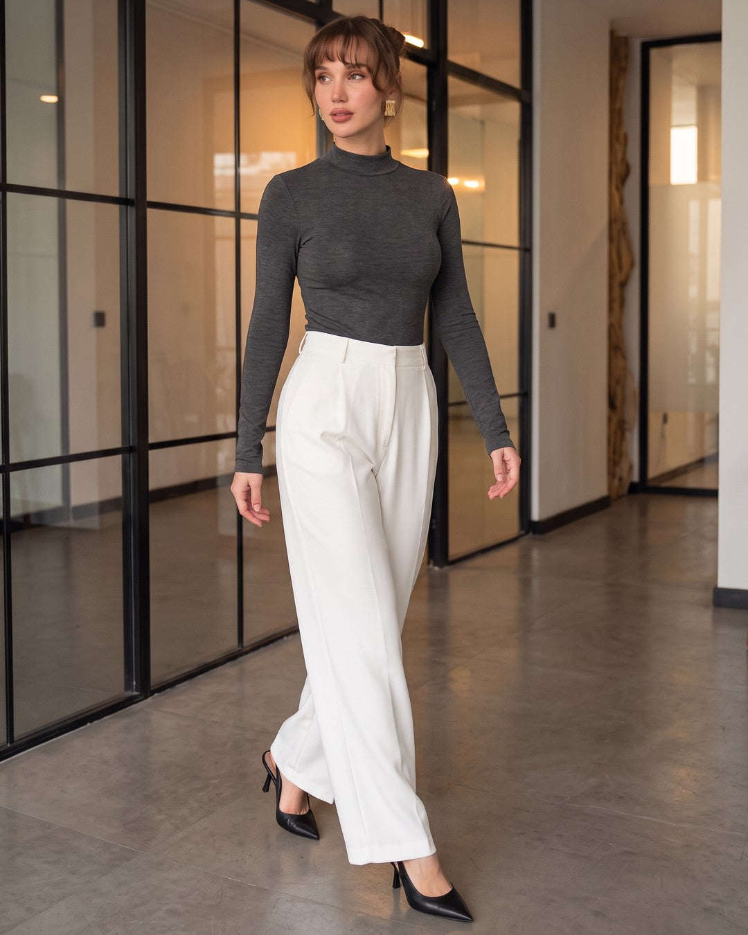 Must Have Basic Top - Grey - three-quarter view