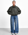 Oversized Leather Jacket - Zeti - front view
