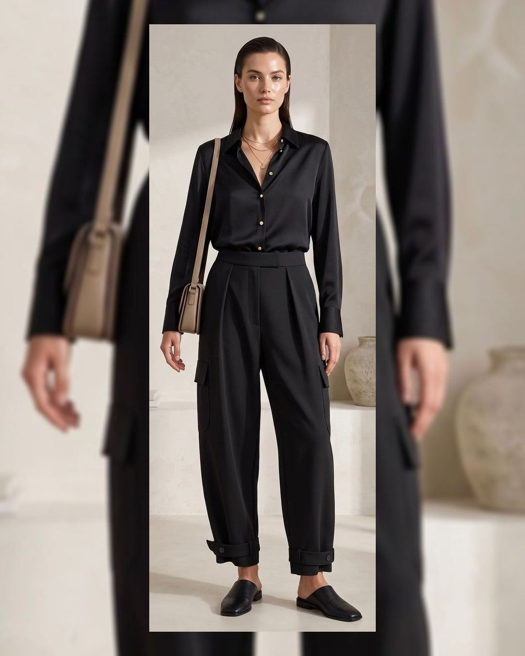 Pants - Black - front view
