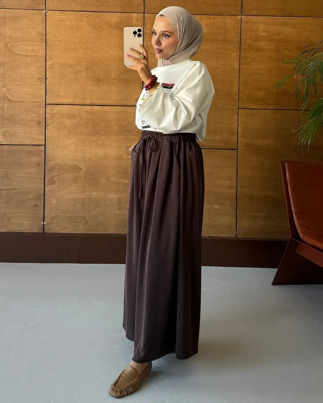 Pants - Brown - three-quarter view