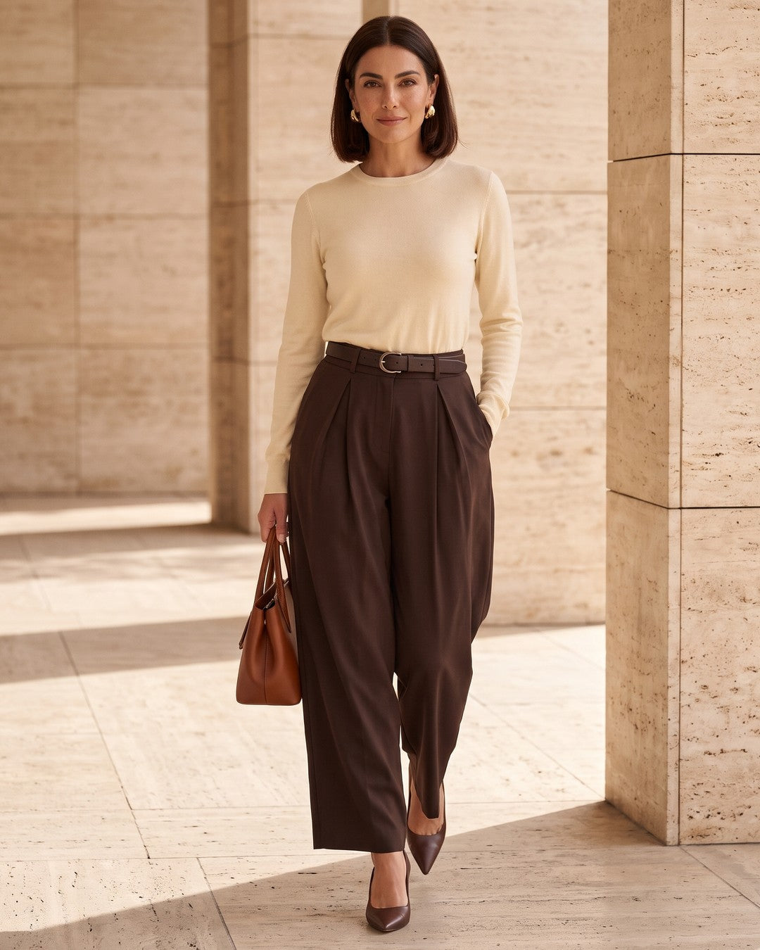 Pants - Brown - front view