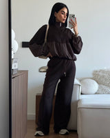 Parachute Jacket Lounge Set - Brown - three-quarter view