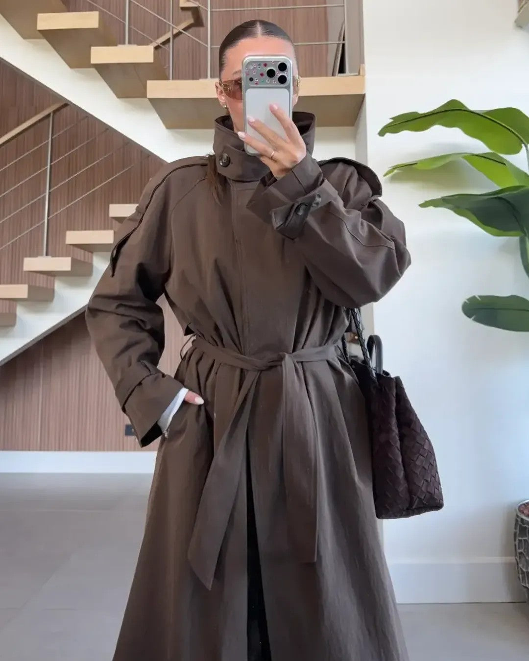 Perfect Fall Trenchcoat + Belt - Brown - front view