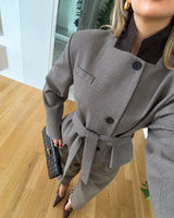 Regent Belted Check Jacket - Multi - three-quarter view