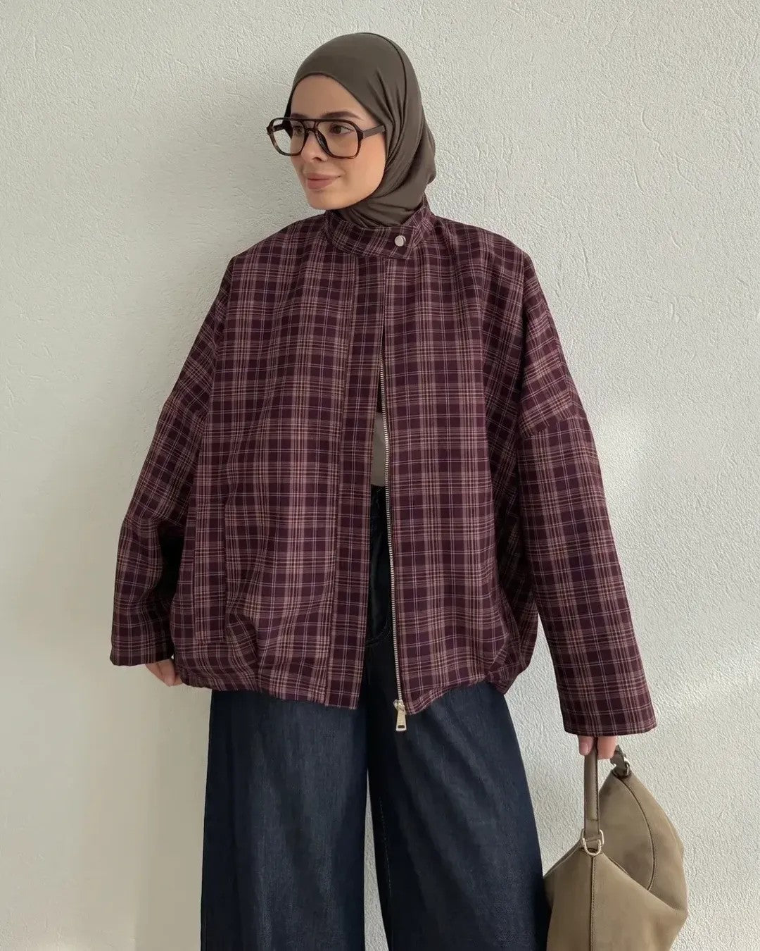 Regent Plaid Jacket - Purple - front view