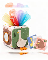 Sensory Tissue Box with Rainbow Fabrics - Multi - three-quarter view