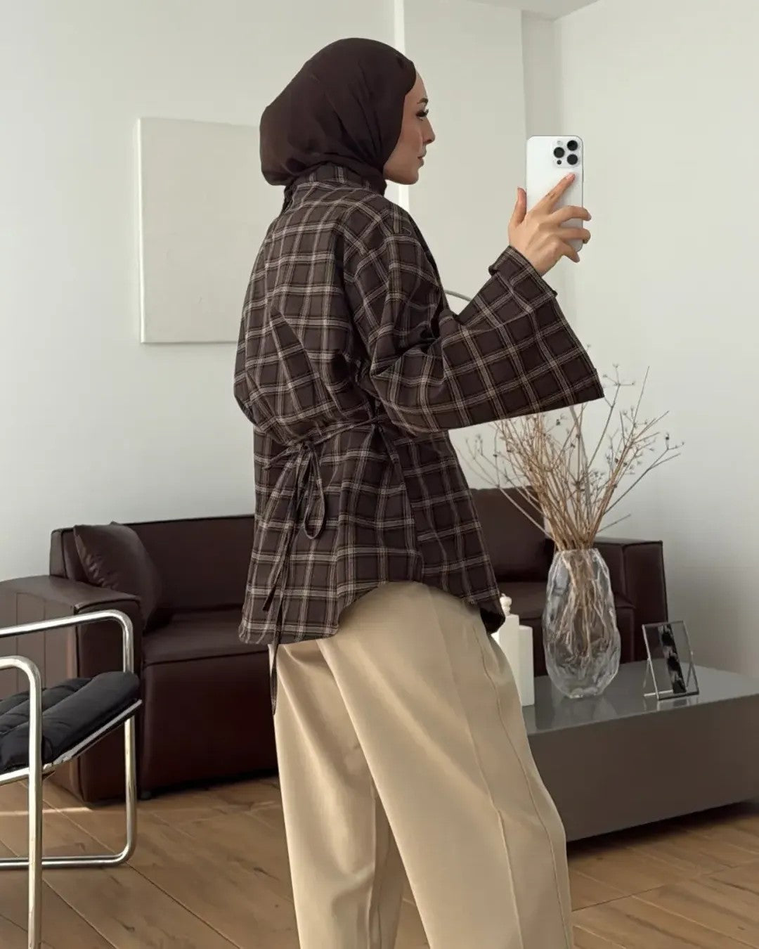 Shirt - Brown - three-quarter view