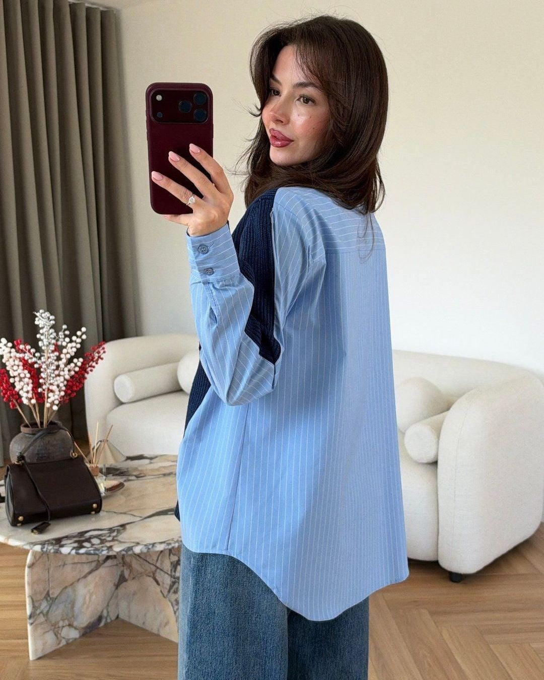 Shirt - Navy - three-quarter view