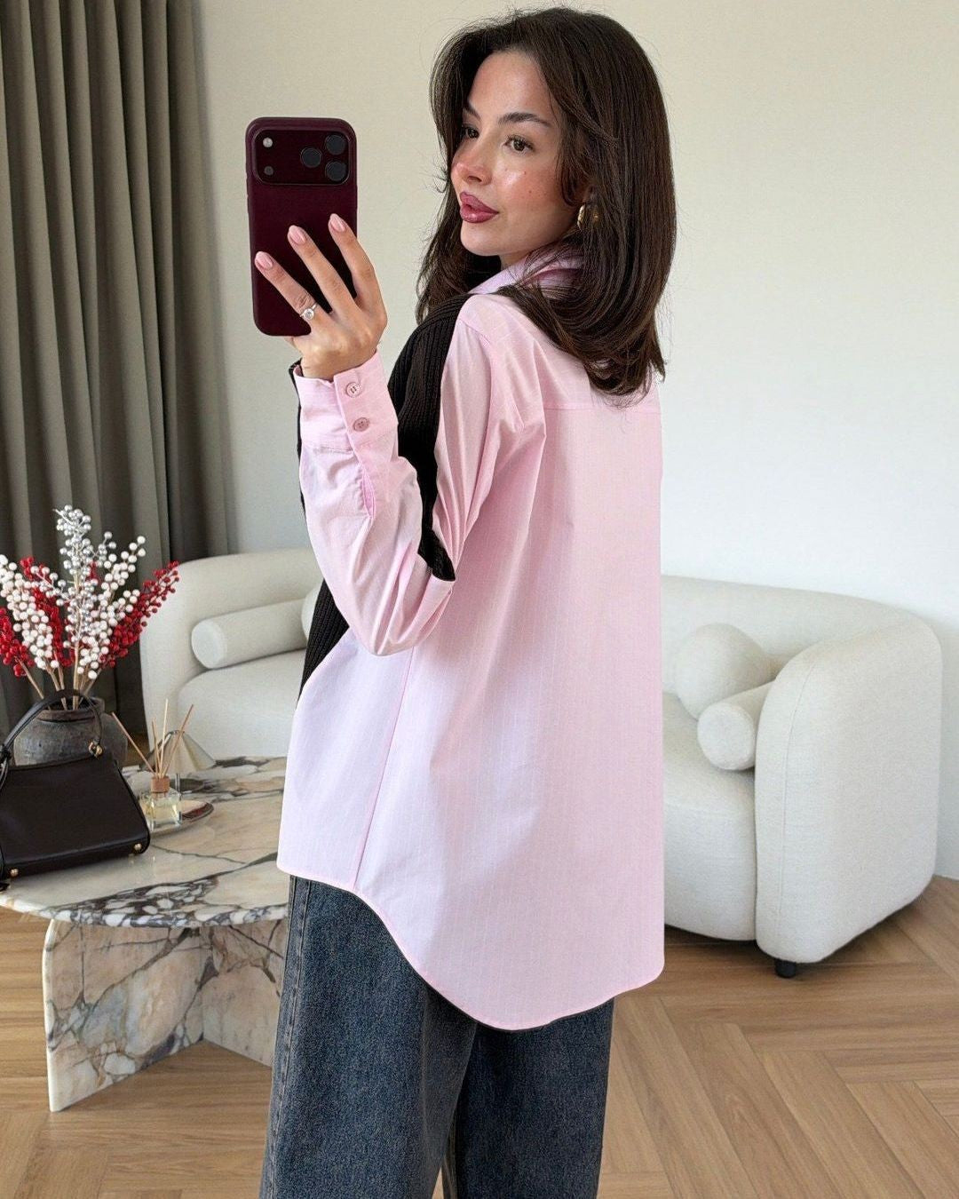 Shirt - Pink - three-quarter view